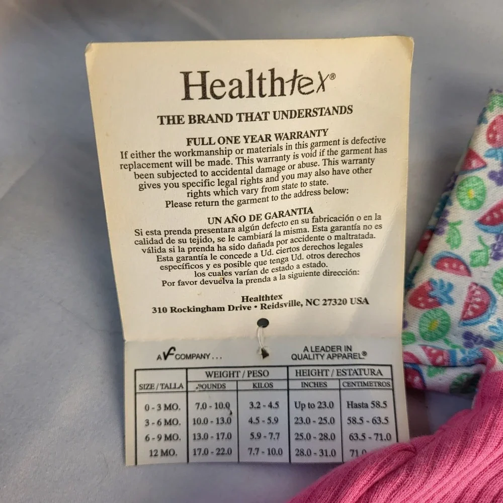 NWT Vintage Size 6-9 Month Pink Baby Girl Healthtex Romper Watermelon Kiwi